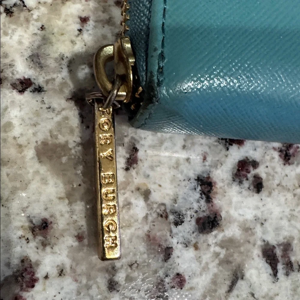 Tory Burch Teal Zip -Around Wallet